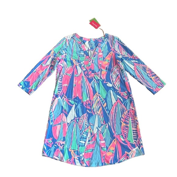 NWT Lilly Pulitzer Ali Dress Out to Sea Style 20417 Size S 100% Pima Cotton - Picture 2 of 11